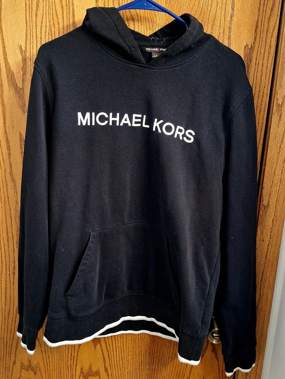 Michael Kors Black Hoodie with White Logo & Trim